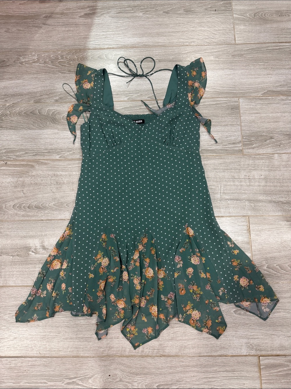 Steve Madden Green Floral & Polka Dot Girls' Sundress size M